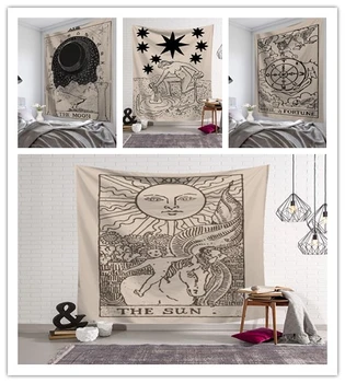 

Black and White Tapestry Tarot Moon Wall Cloth Tapestry Rectangle Tapestry Wall Carpet