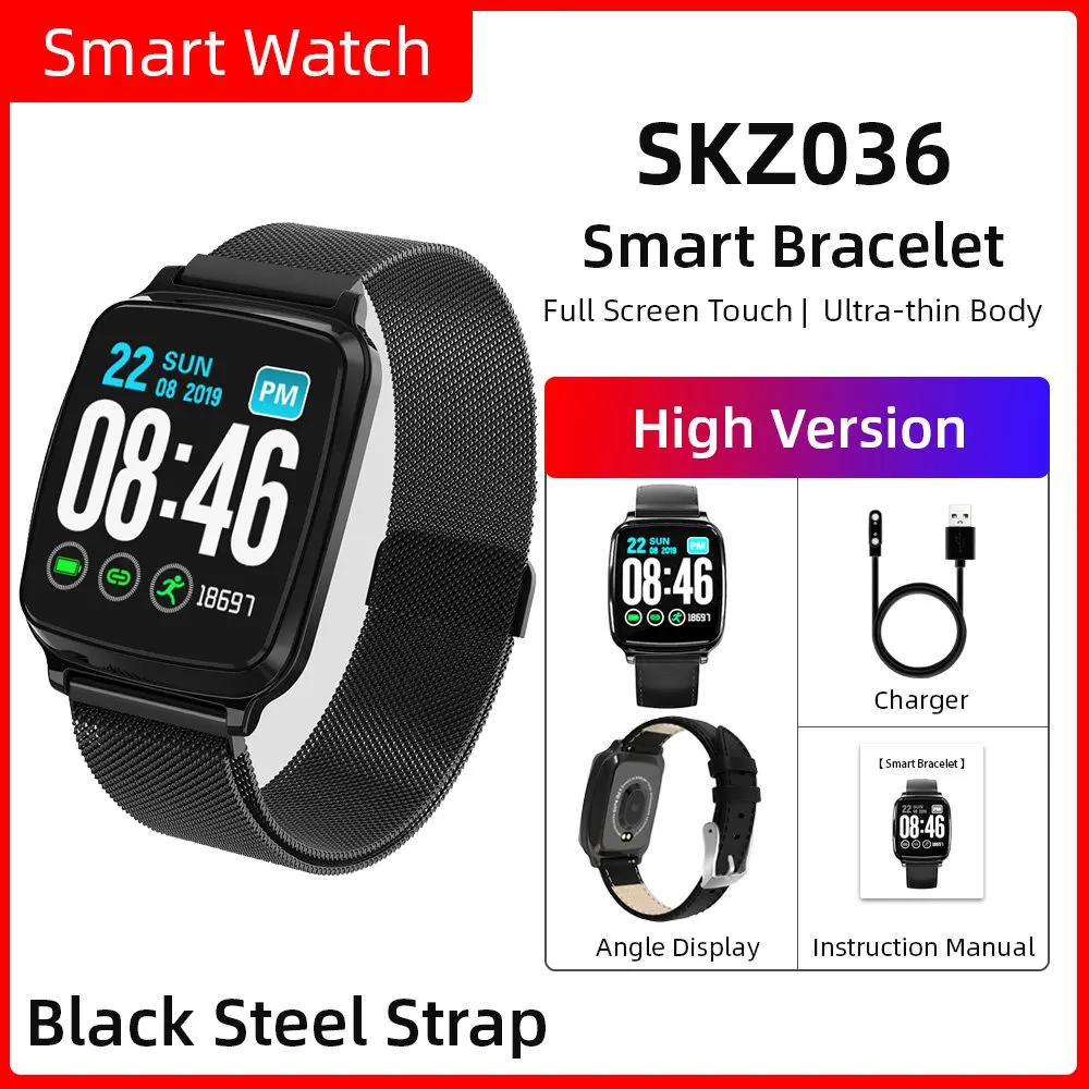 Black Steel Умный Браслет для подсчета шагов, спортивный монитор сердечного ритма, Bluetooth, браслет M8, полный сенсорный фитнес-пульт дистанционного управления - Цвет: Black Steel