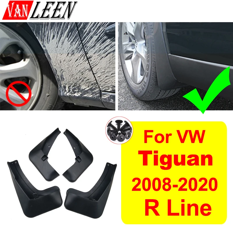 

4pcs For Volkswagen R Line VW Tiguan 2020 2019 2018 2008-2017 Car Front Rear Fender Mud Flaps Guard Splash Mudguard Accessories