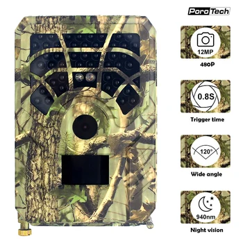 

12MP 480P Trail Camera Motion Activated Hunting Camera Outdoor Wildlife Scouting Camera 46 LEDs Night Vision IP56 Waterproof
