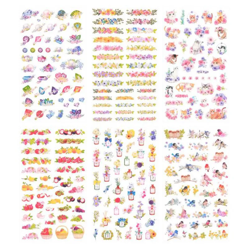 

6pcs/pack Cute Flower Cat Stickers Paper Decoration Diy Ablum Diary Scrapbooking Label Sticker Kawaii Stickers Korea Stationery