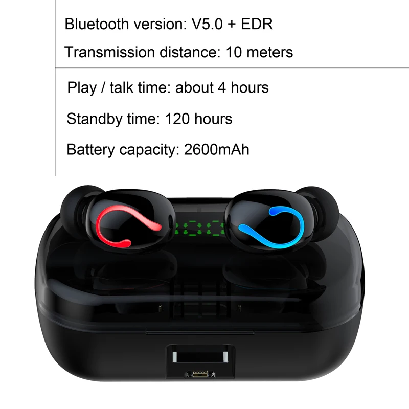 YUNAO HBQ Q61 беспроводные Bluetooth наушники с шумоподавлением HD спортивные наушники 2600 мАч Eadphones чехол можно заряжать мобильный телефон