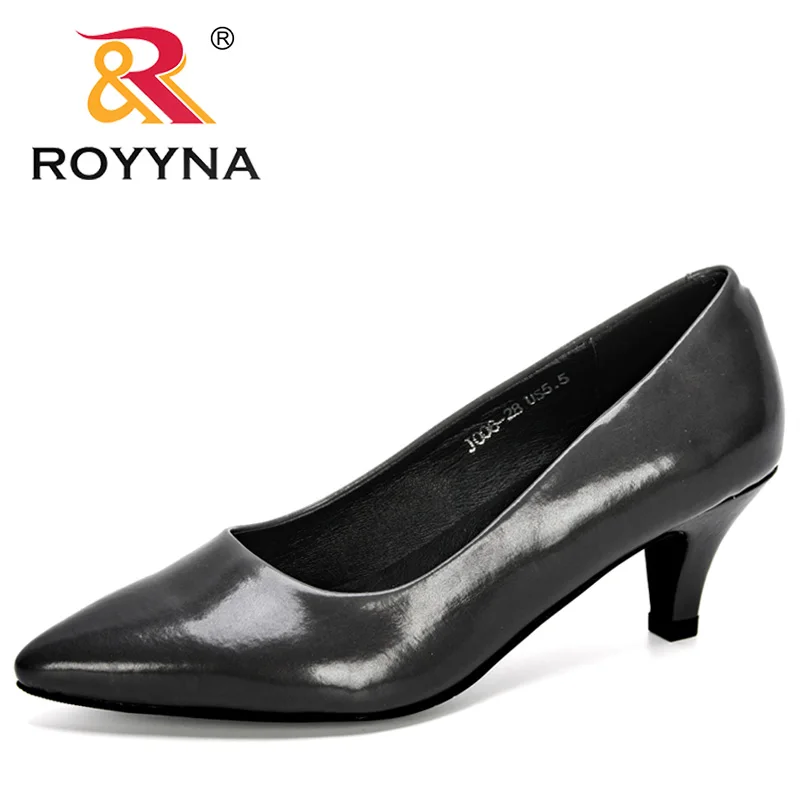 ROYYNA 2020 New Designers Microfiber Pointed Toe Pumps Women Dress Heels Boat Shoes Ladies Shadow Wedding Zapatos Mujer | Обувь