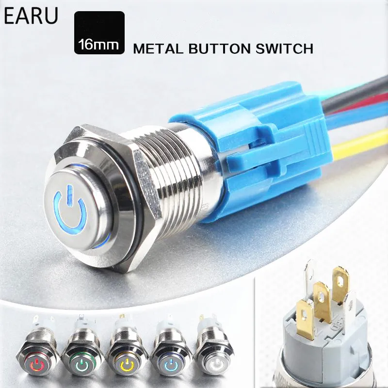 Metal momentary waterproof switch 12v 16mm horn/starter button switch US Shippin 