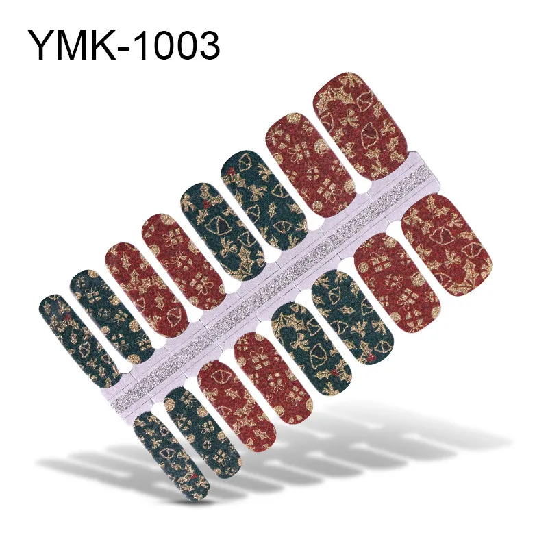 YMK1003 Lamemoria 1 шт. Merry Christmas зима снежинка Санта Клаус Полный Обертывания клей для накладных ногтей переводные наклейки на ногти новогодние подарки - Цвет: YMK1003