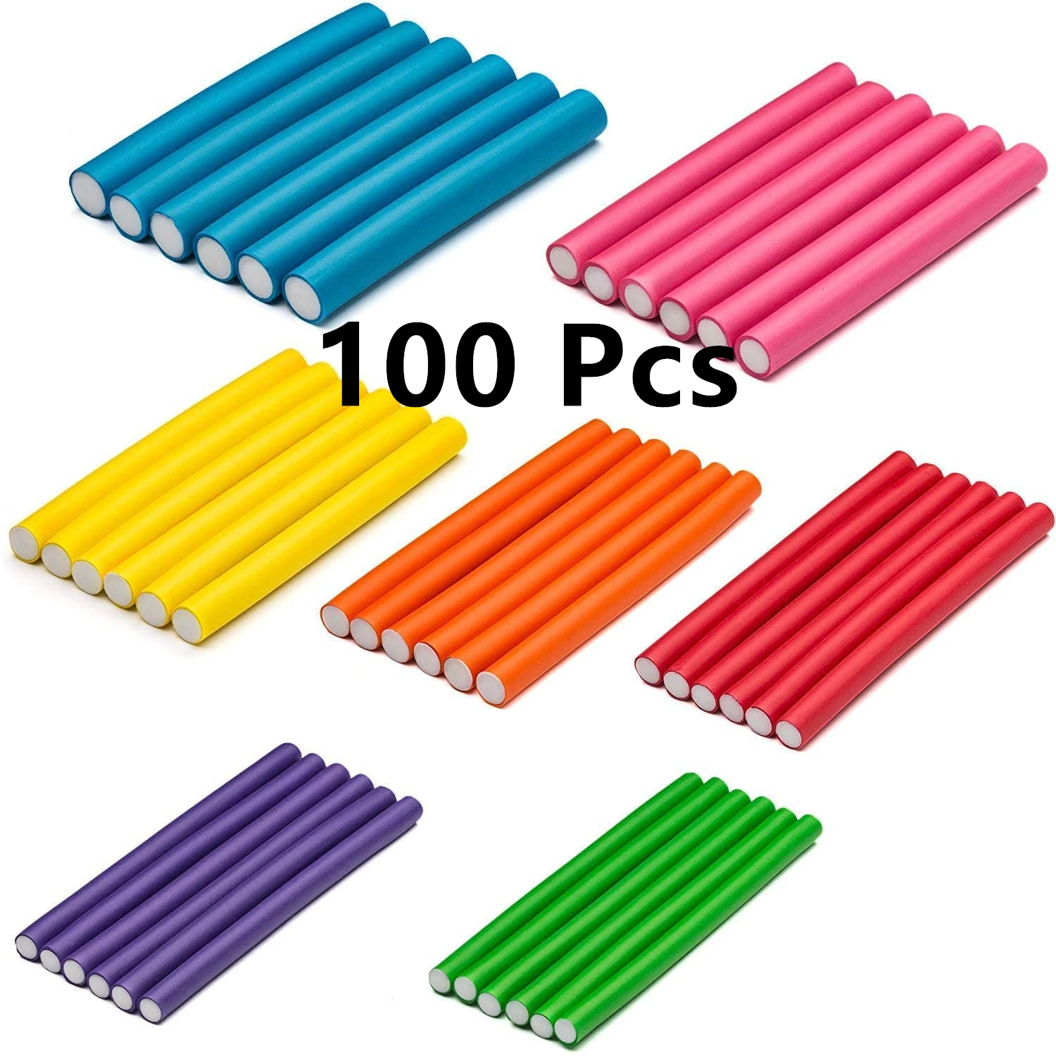 100pcs Flexible Curling Rods Hair Twist Flexible Rods Hair Curlers Set
