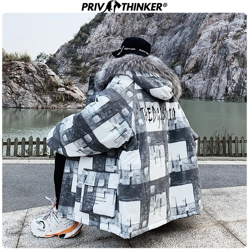 Privathinker, Мужская Уличная одежда, с капюшоном,, зимняя парка, куртки, мужские, толстые, теплые, в стиле хип-хоп, Winderbreak, Мужская свободная верхняя одежда, клетчатые пальто