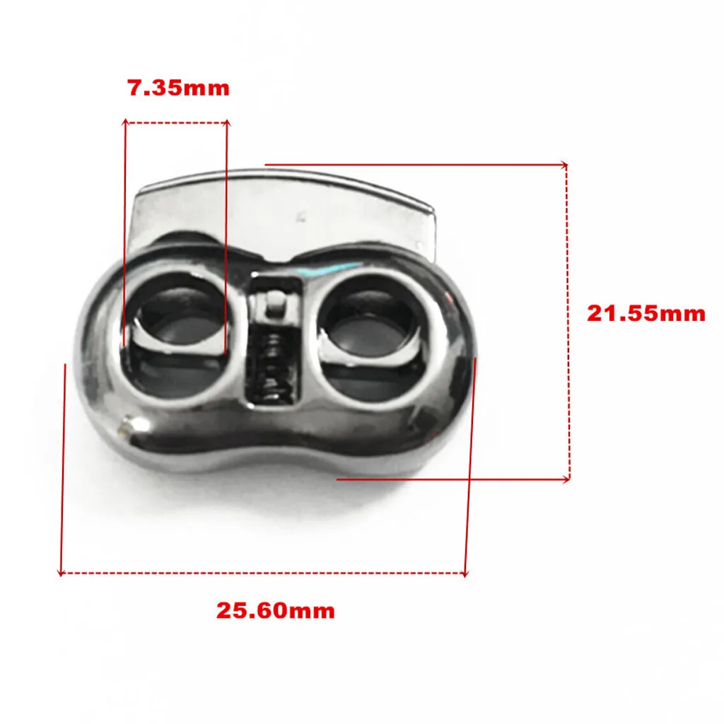 10x  Gray Metal 2 Hole Bean Cord Locks Clamp Toggle Stop Slider for Paracord Elastic Cord Accessory Cordage Drawstrings