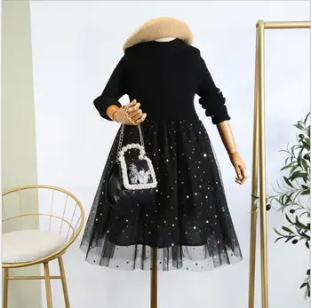 

girls Sweater dress 2019 fall kids knitting Long-sleeved dress fashion high-grade children princess dress