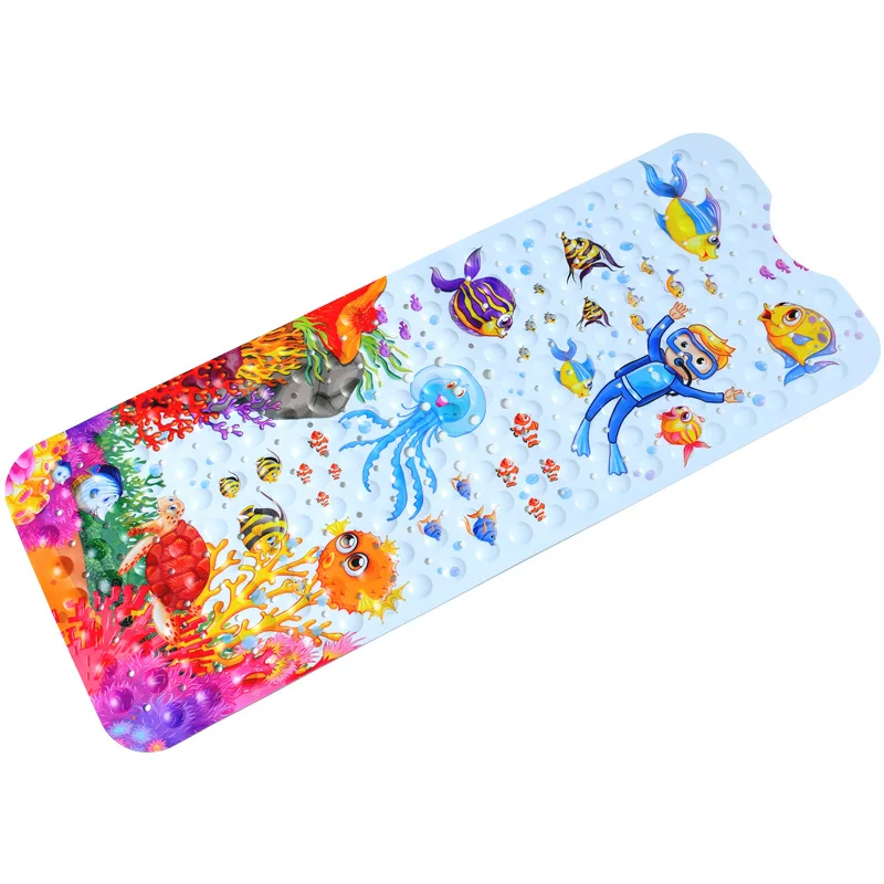 40X100CM bathtub non-slip mat children's bathroom printing cartoon suction cup pvc bath mat toilet floor lengthened
