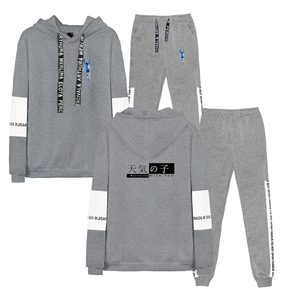 2019 2PC Hoodies Men Spring Autumn Son of the weather Hooded Sweatshirts + Sweatpants Male Streetwear Solid Warm 2 Pieces Hoody | Мужская