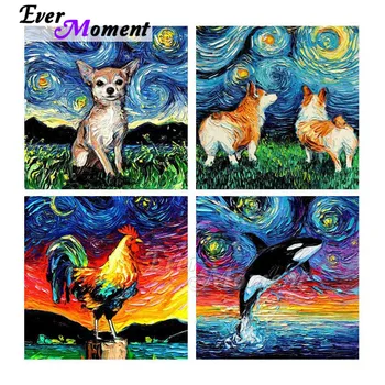 

Ever Moment Diamond Painting Colorful Background Dogs Animal Picture Of Rhinestone Diamond Embroidery Cross Stitch S2F2301