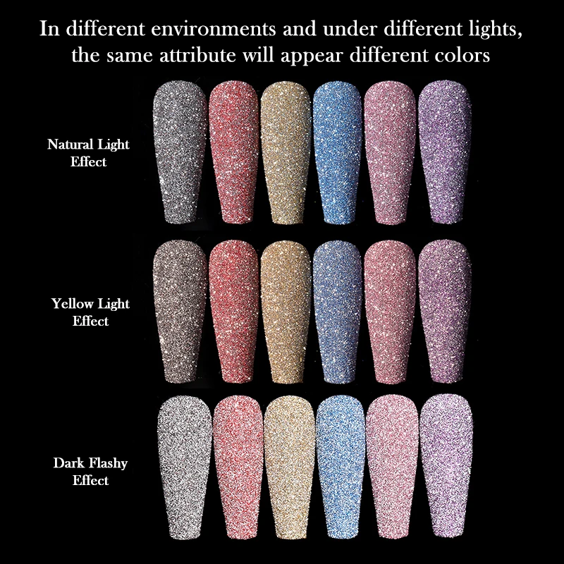 Reflective Glitter Nail Crystal Diamonds Powder Sparkling Auroras Sequins Shiny Pigment iridescent Glass Micro Drill