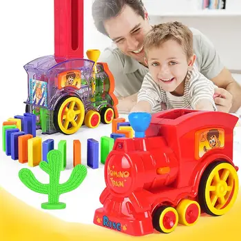 

Children'S Educational Domino Car Electric Train With Sound And Light Music Automatic Licensing Electric Car Toy