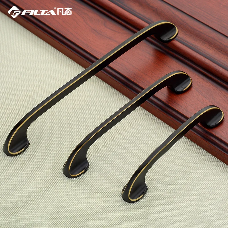 American-Style Zinc Alloy Cabinet Handle Wenzhou Manufacturers Wholesale Black And White with Pattern Modern Minimalist Drawer W