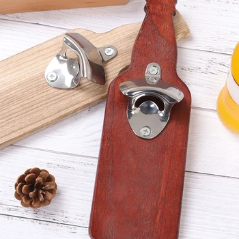 

Wooden Bottle Opener Magnetic Refrigerator Sticker BeerBottle-shaped Kitchen Tool Health99