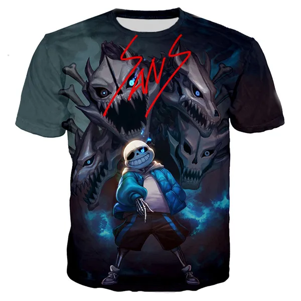 Sans tshirt 4 Undertale, красивый череп, без принта, 3D футболка для мужчин/женщины-хипстеры, хип-хоп, футболка для мальчиков, крутая летняя футболка с короткими рукавами, унисекс, панк, футболка, одежда, негабаритный 6XL - Цвет: Sans tshirt 4