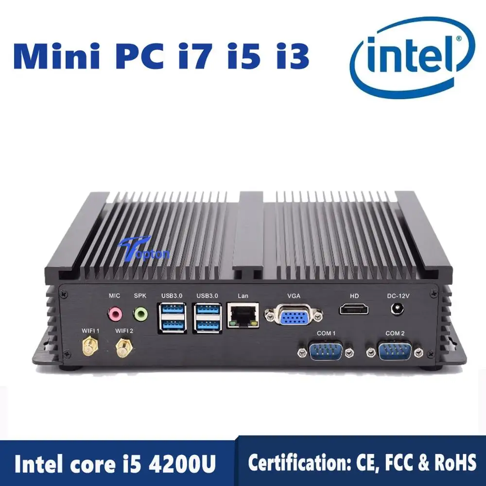 

Fanless Industrial Mini PC i7 4500U i5 4200U i3 5005U 24 Hours Working 2*COM HDMI VGA Dual Display 300M Wifi 4K HD HTPC Mini PC