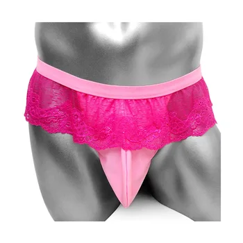 

Men Lingerie Night Panties for Gay Male Sissy Hot Bikini T Back Lace Underwear Underpants with Bulge Pouch Bikini Sexy Thong