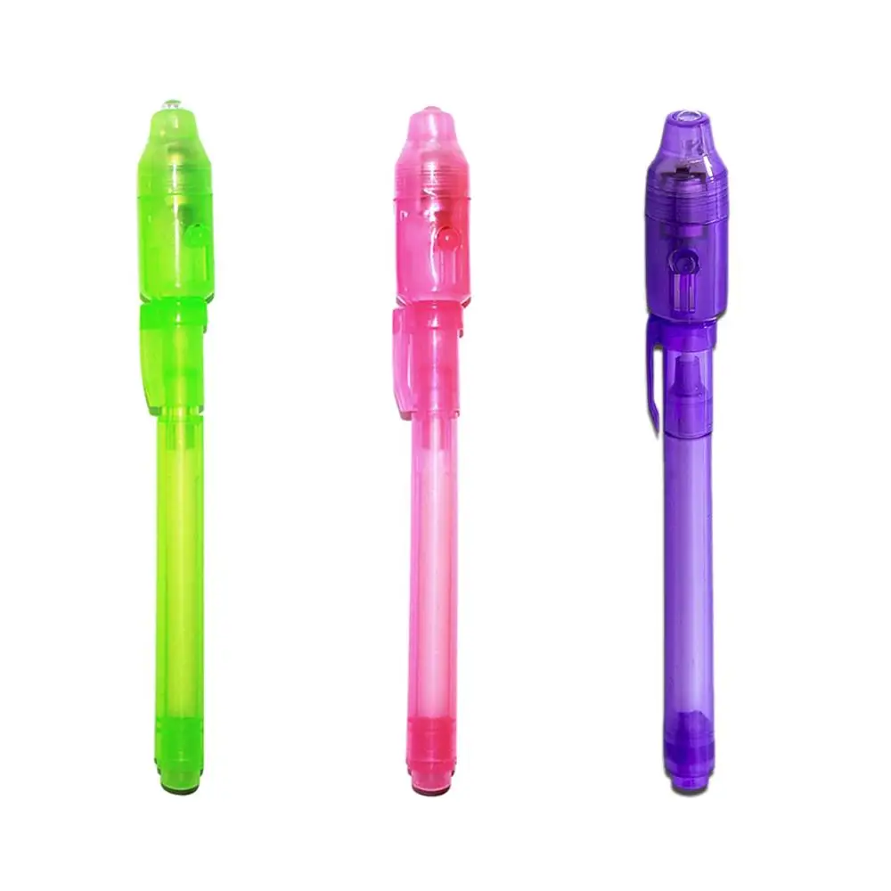 2 в 1 светящийся светильник, невидимая чернильная ручка, УФ-светильник для проверки денег, игрушка для детей, для рисования, секретные волшебные ручки, светящиеся в темноте игрушки для детей - Цвет: 3pcs