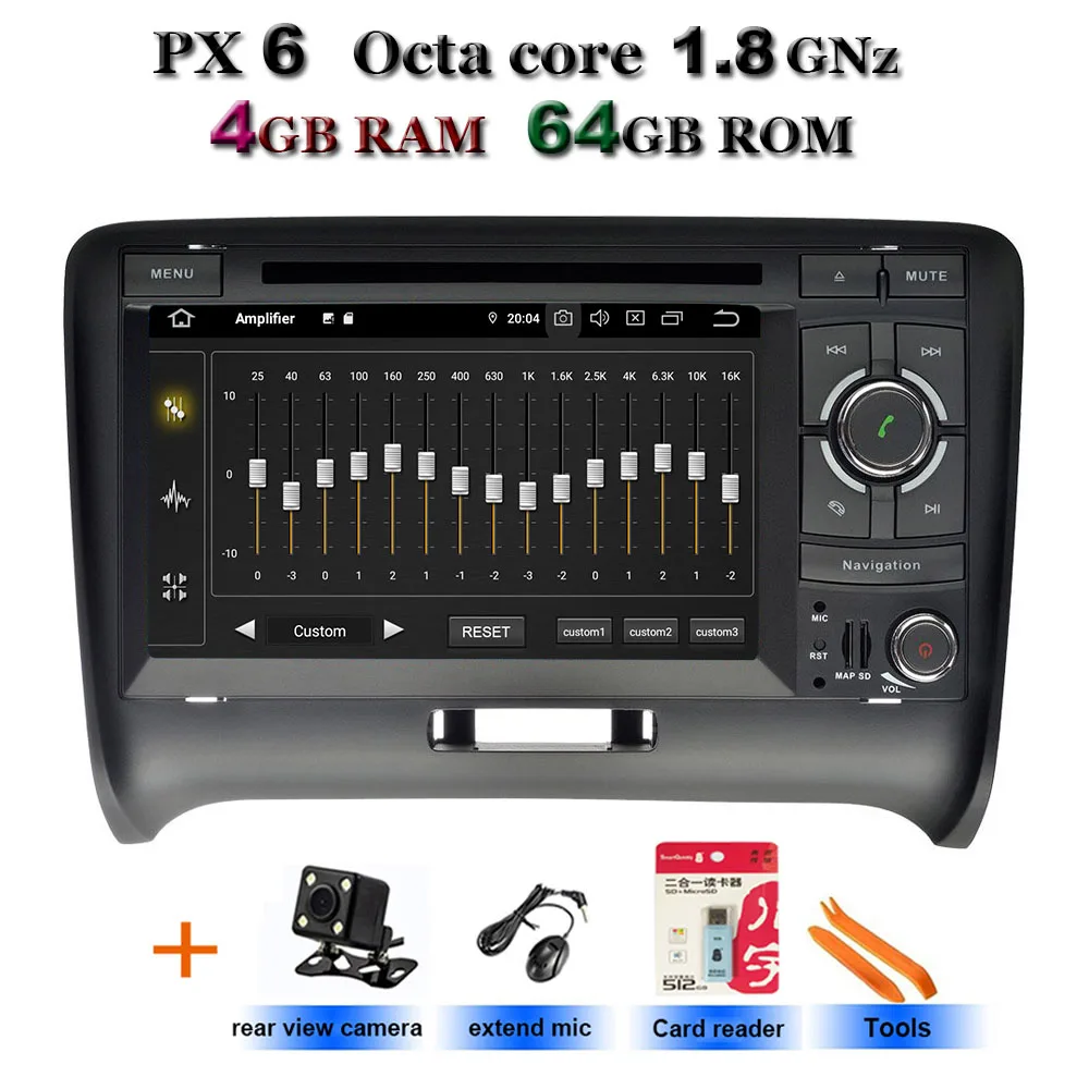 5USB DSP ips 4G 64G Android 9,0 2 DIN автомобильный DVD gps для Audi TT MK2 8J 2006 2007 2008 2009 2010 2011 2012 мультимедийный плеер радио - Цвет: PX 6 Rear cam