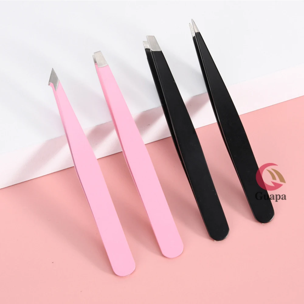 Pink Eyebrow Tweezers Stainless Steel Hair Pluckers Clip Eyebrow Trimmer Eyelash Extension Clip Women Makeup Beauty Tools