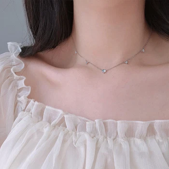 

100% 925 Sterling Silver Choker Green Cubic Zirconia Necklace Women Chain Fashion Friends Jewelry Valentines Day Gift 2020 New
