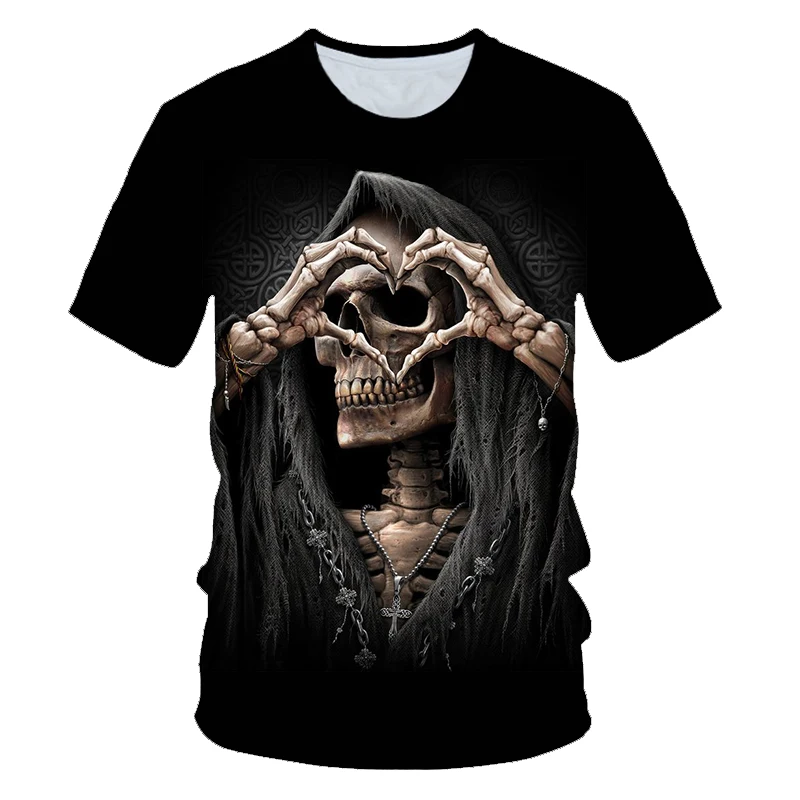 

Summer New Fake Print T-Shirt Skull 3d T-Shirt Summer Trendy Short Sleeve T-Shirt Top Men/Female Short Sleeve Tops 2019