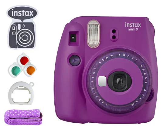 Purple Фотокамера моментальной печати Fujifilm Instax Mini 9 Fuji с зеркальной пленкой для селфи, фотокамера для съемки Insta Mini 9, цвет - Цвет: Purple