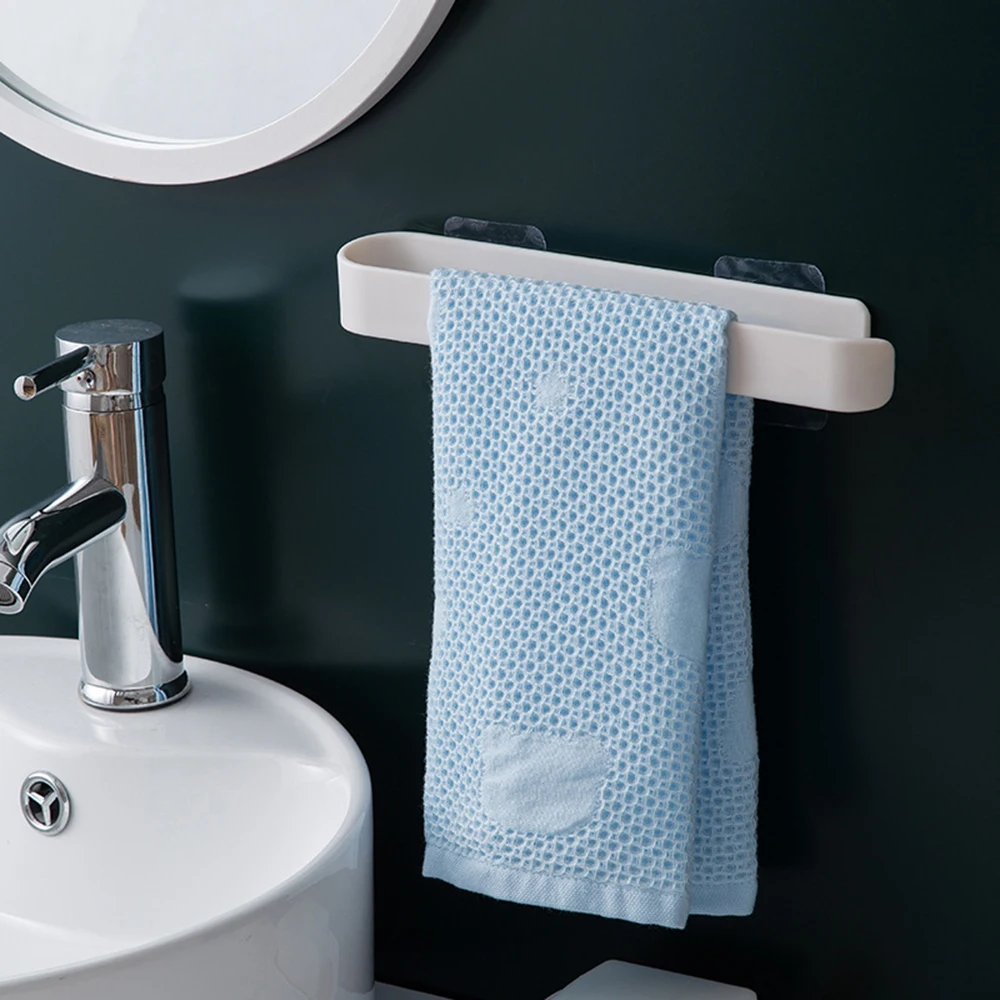 

Useful Plastic Punch-free Towel Rack Bath Rail Hanger Kitchen cloth rack Towel Holder Bathroom Wall Mounted Hanging Hanger