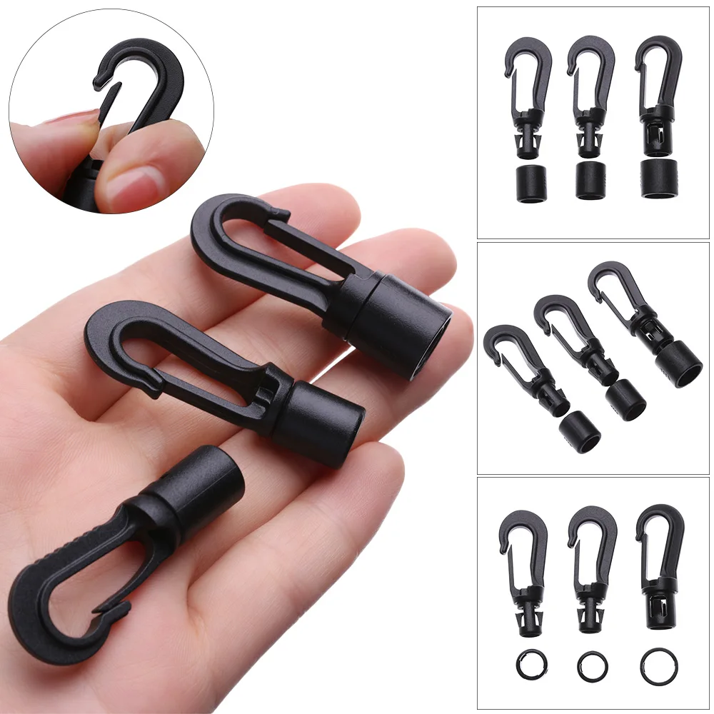 

5 PCs Plastic POM Snap Hook Clip Bungee Shock Tie Cord Ends Rope Buckles Safe Lock Kayak Boat Fishing Canoe Clothesline Hooks