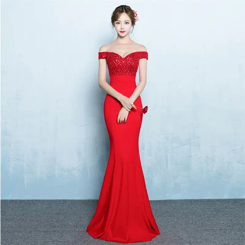 skyyue evening dress off the shoulder women party