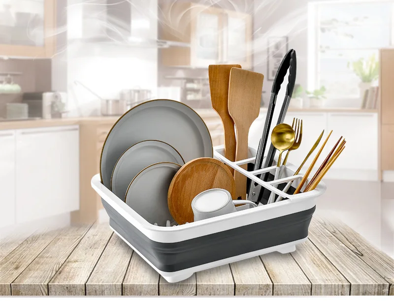 Disk Shelf Kitchen Rack Foldable Drainage Disk Basket Household Receiving Frame Drainage Basket Shelf Telescopic Bowl Shelf