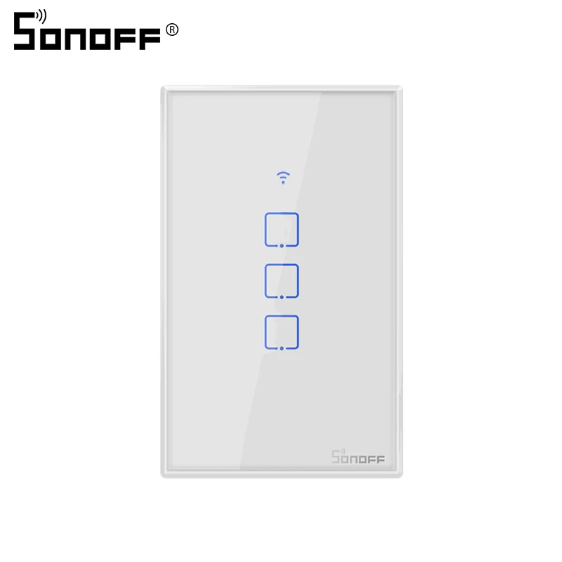 Sonoff WiFi переключатель 220 В/светильник/модуль T2 США 1/2/3C 315 RF/APP пульт дистанционного управления умный дом настенный сенсорный переключатель для Alexa совместимый - Комплект: Sonoff US 3 Gang