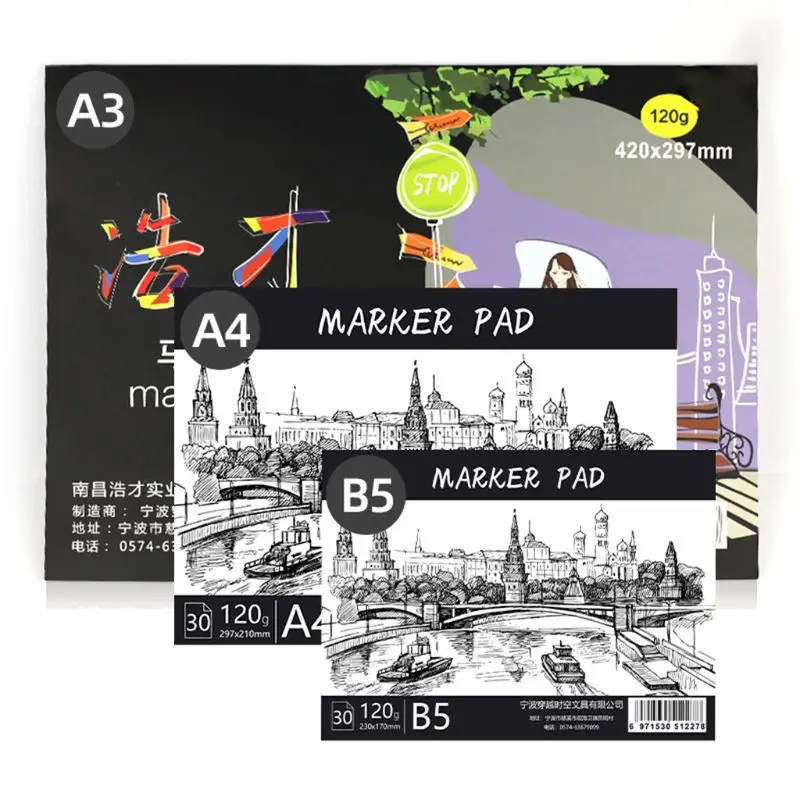 

A3/A4/B5 Drawing Paper Pad Notebook Sketch Book for Marker Art Paiting Diary Student Gifts 30 Sheets