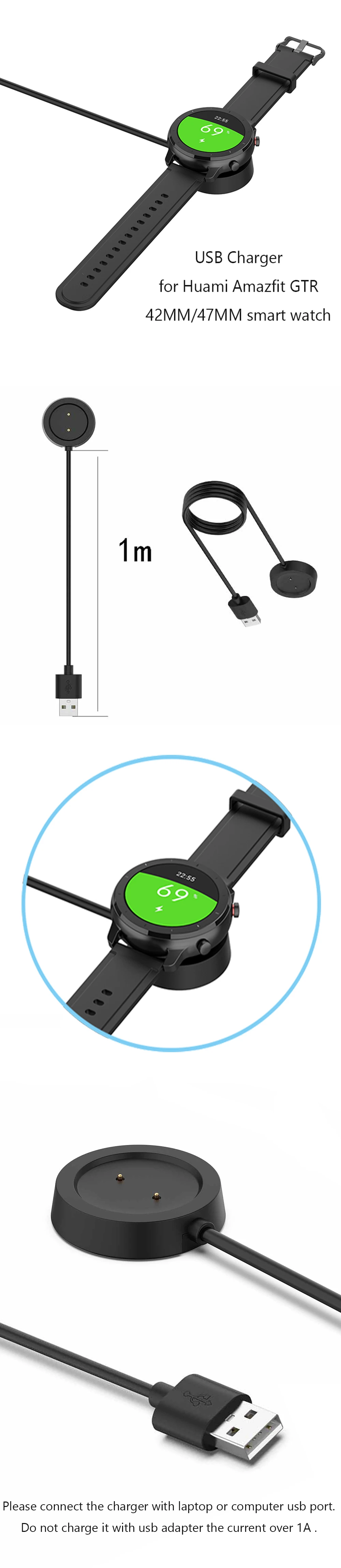 Зарядное устройство USB Замена для Huami Amazfit GTR 42 мм 47 мм Смарт часы аксессуары адаптер