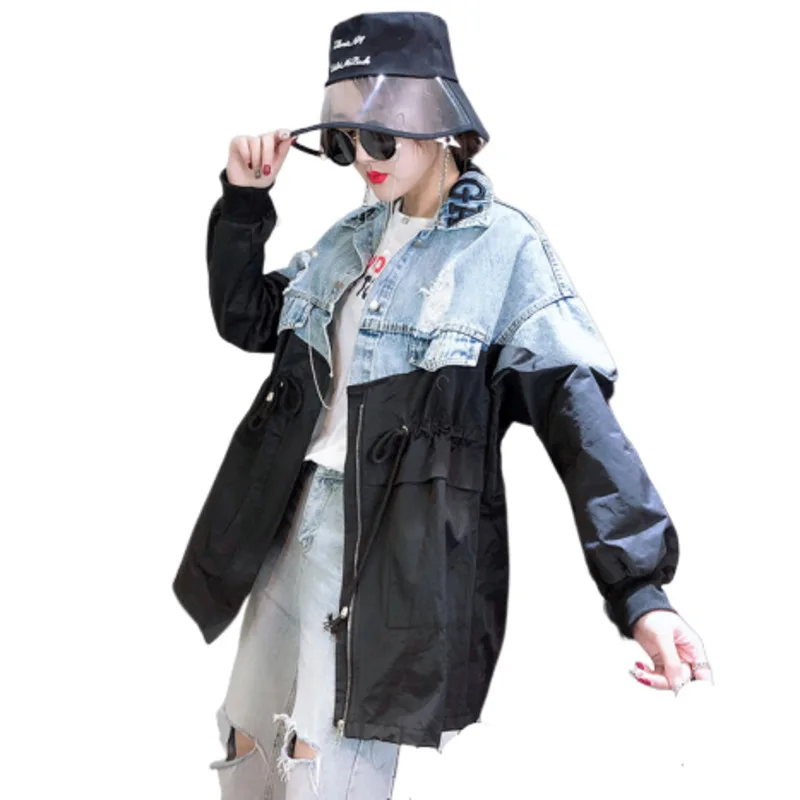 Осень Ковбойская куртка женская FashionSplicing Befree жакет Harajuku Mujer ривердейл и куртки Уличная Чехол для мобильного телефона в стиле "Bts пальто