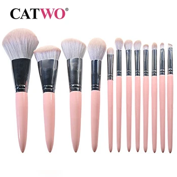 

Catwo Makeup brushes set Professional Natural Synthetic hair brushes Foundation Powder Contour Eyeshadow make up brushes 12pcs