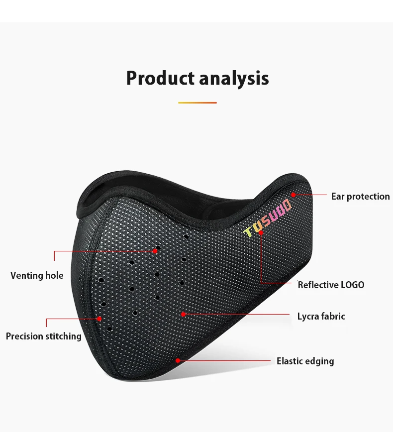 TOSUOD, лыжная маска, маска для лица, зимний спортивный Чехол для лица, сохраняющий тепло, дышащая велосипедная маска для бега, велосипедное снаряжение