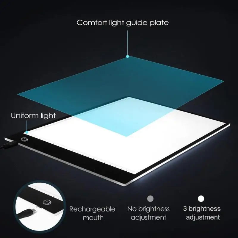 A3 цифровой планшет светодиодный графический планшет светящаяся покраска световая коробка слежение при копировании доска-планшет для рисования знак дисплей Панель