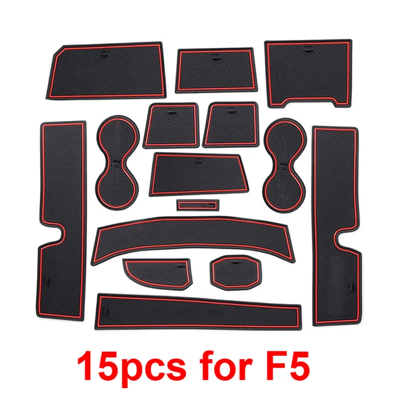 15/19 шт для haval F5 F7- резервуар для хранения прокладка Нескользящая ворота рифленая коврик - Название цвета: 15pcs red for F5
