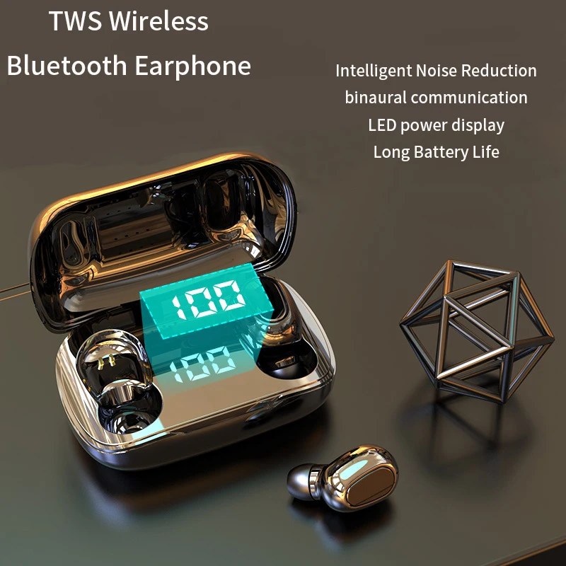 TWS true Wireless headphones Bluetooth Earphone 9D stereo handsfree LED power display Earbuds with microphone for mobile phones