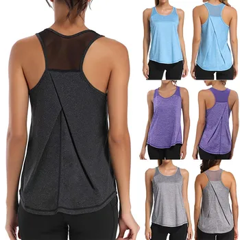 

Fashion Mesh Tank Tops Gym Clothes tshirt Casual Summer Lady Workout Top Sleeveless Sports Running Tops Vest Female Women Blusas
