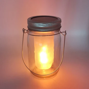 

Table Hotel Decorative LED Lid Lamps Fire Warm Lighting Lids Light 1pc Flame Mason Jar Solar Light Warm Light