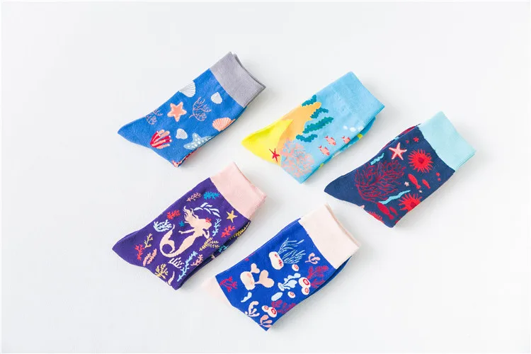 Men and Women Funny Sport Socks Christmas Jacquard Elasticity Combed Cotton Printing Marine Octopus Fancies Running Basketball