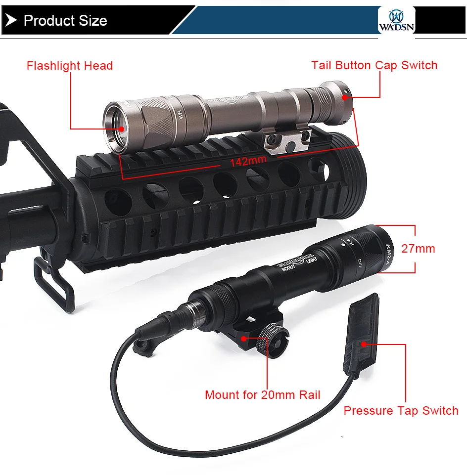 WADSN тактический фонарь SF M600W SCOUTLIGHT светодиодный KM2-A лампа модуль стробоскоп фонарь двойной переключатель кольцо Переключатель Оружие Огни WEX377