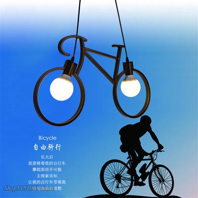  Retro Pendant Light Creative Iron Bicycle Pendant Lamp Living Room Simple Restaurant Bar Industrial - 33009868414