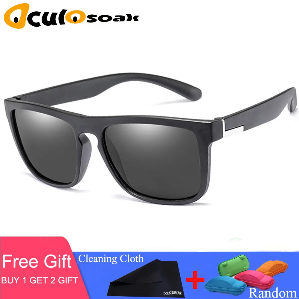 

Hot Sale TR90 Polarized Sunglasses with Case Women Square Driving Sun glasses Men UV400 Night Vision Gafas de sol with box
