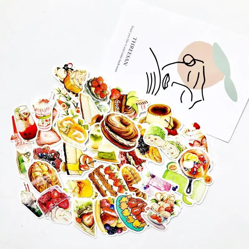 33Pcs PVC sticker cute food toast waffle decoration paper scrapbook label diary stationery photo album | Автомобили и мотоциклы