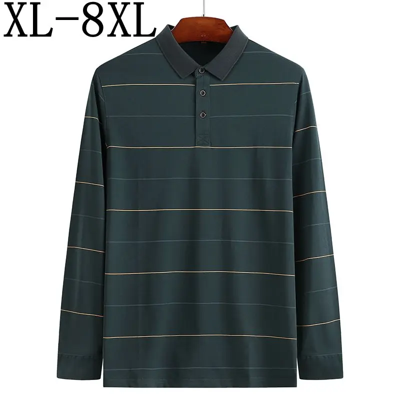 Новая Осенняя повседневная мужская рубашка поло с длинными рукавами, высококачественные мужские футболки поло, свободные деловые поло для мужчины, большие размеры XL-8XL